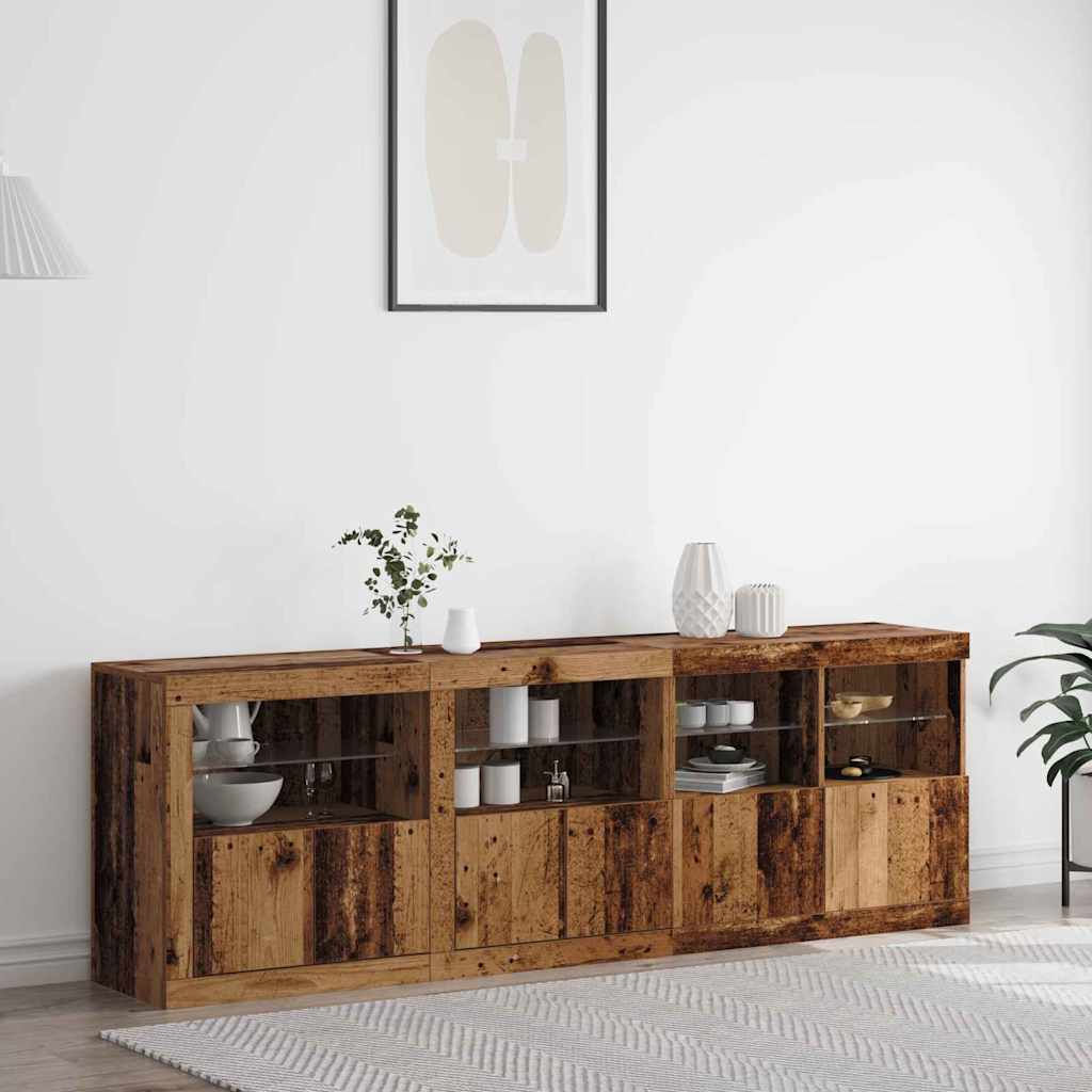 LED Sideboard Oudhout 202 x 37 x 67 cm Bewerkt hout is nu te koop bij PeponiXL, paradijselijk wonen!