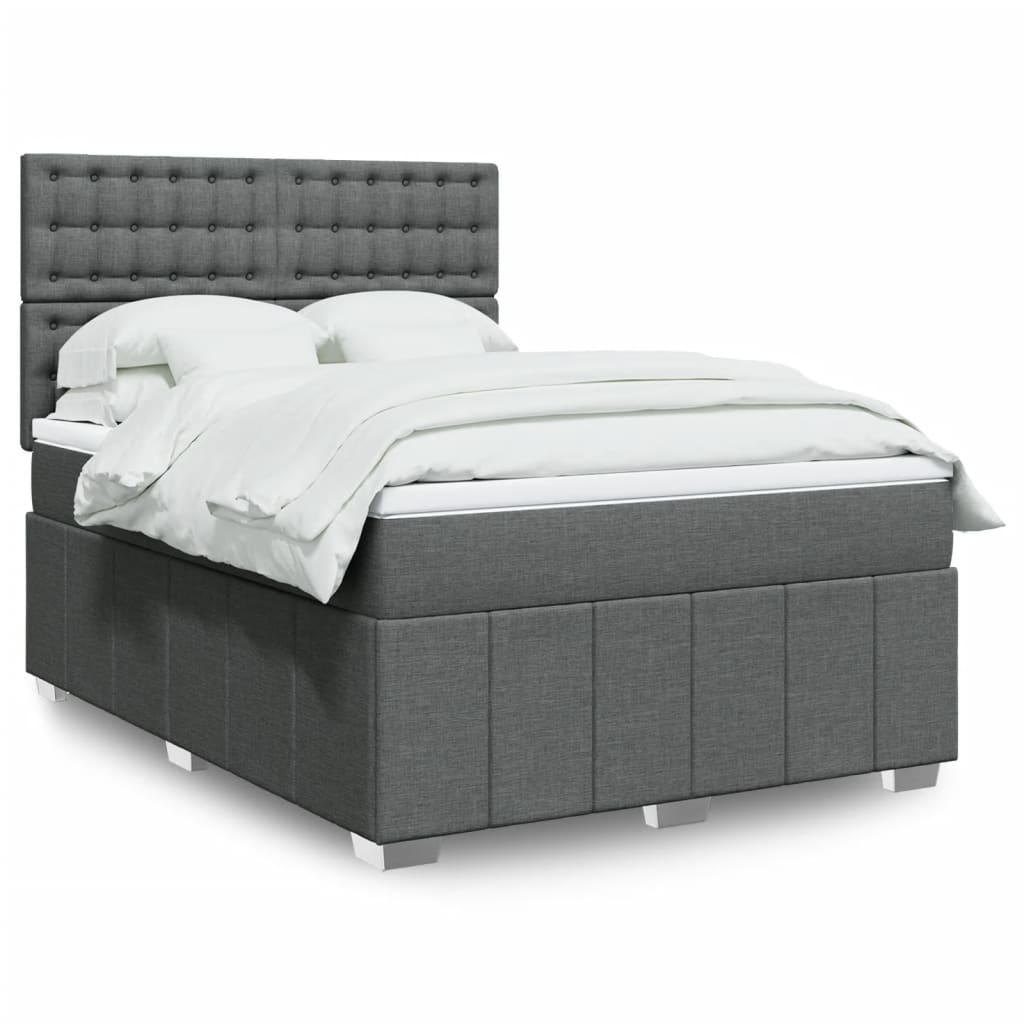 Boxspring met matras stof donkergrijs 140x190 cm is nu te koop bij PeponiXL, paradijselijk wonen!