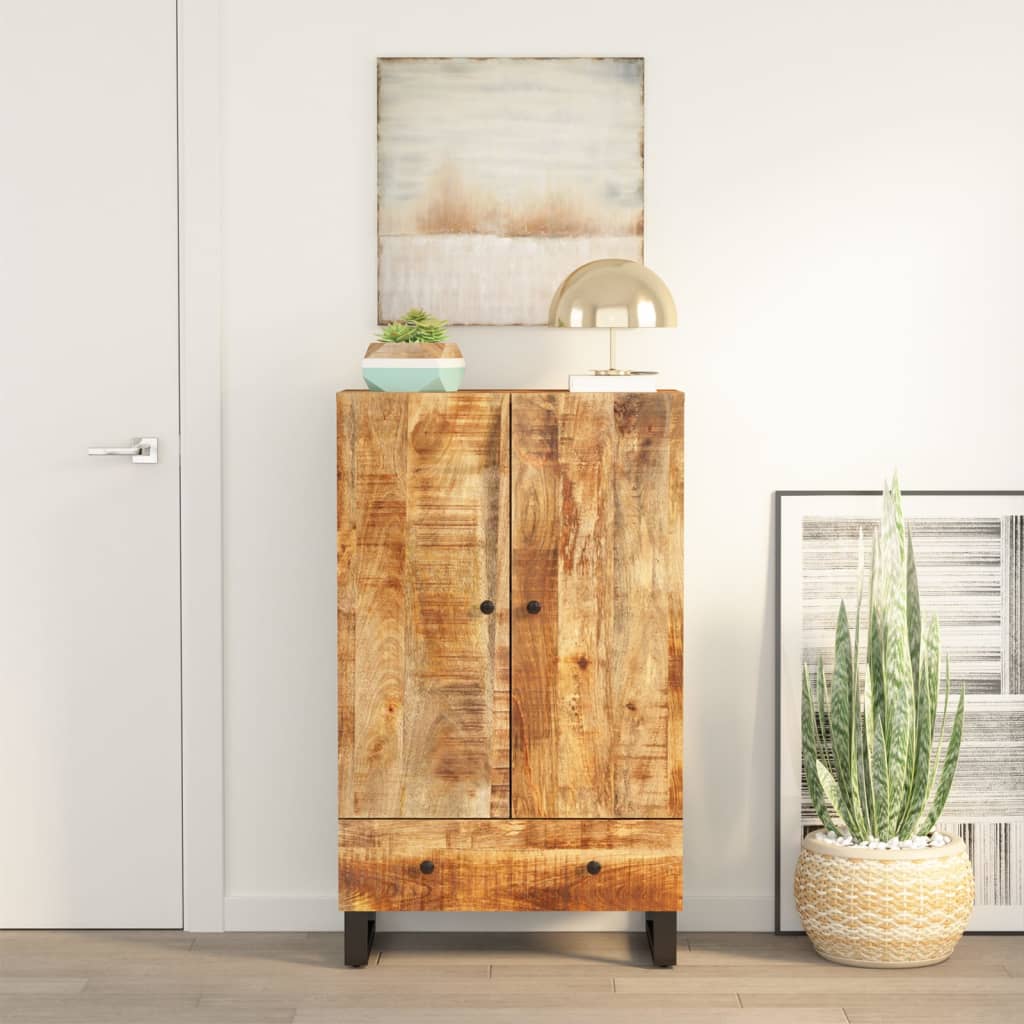 Hoge kast met lade 60x33x100 cm massief mangohout en ijzer is nu te koop bij PeponiXL, paradijselijk wonen!