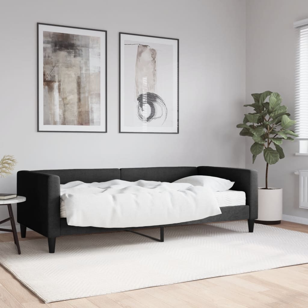 Slaapbank met matras 90x200 cm stof zwart is nu te koop bij PeponiXL, paradijselijk wonen!