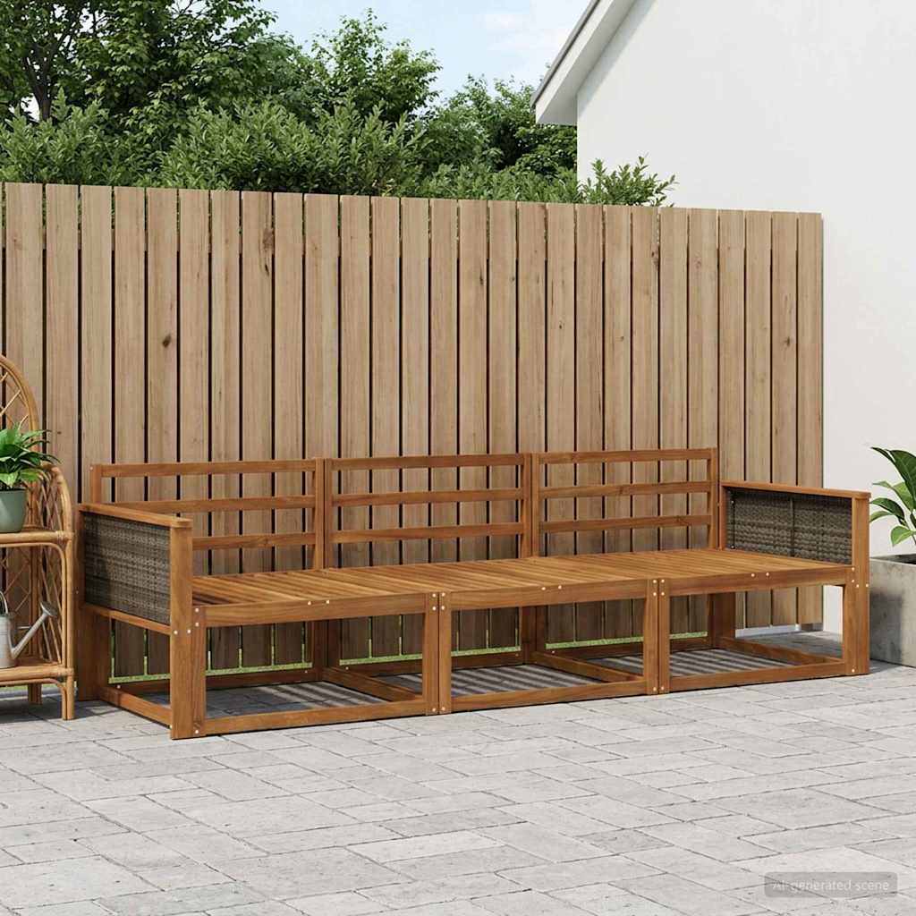 Buiten bankenset 3 pcs Naturel Massief Acaciahout is nu te koop bij PeponiXL, paradijselijk wonen!