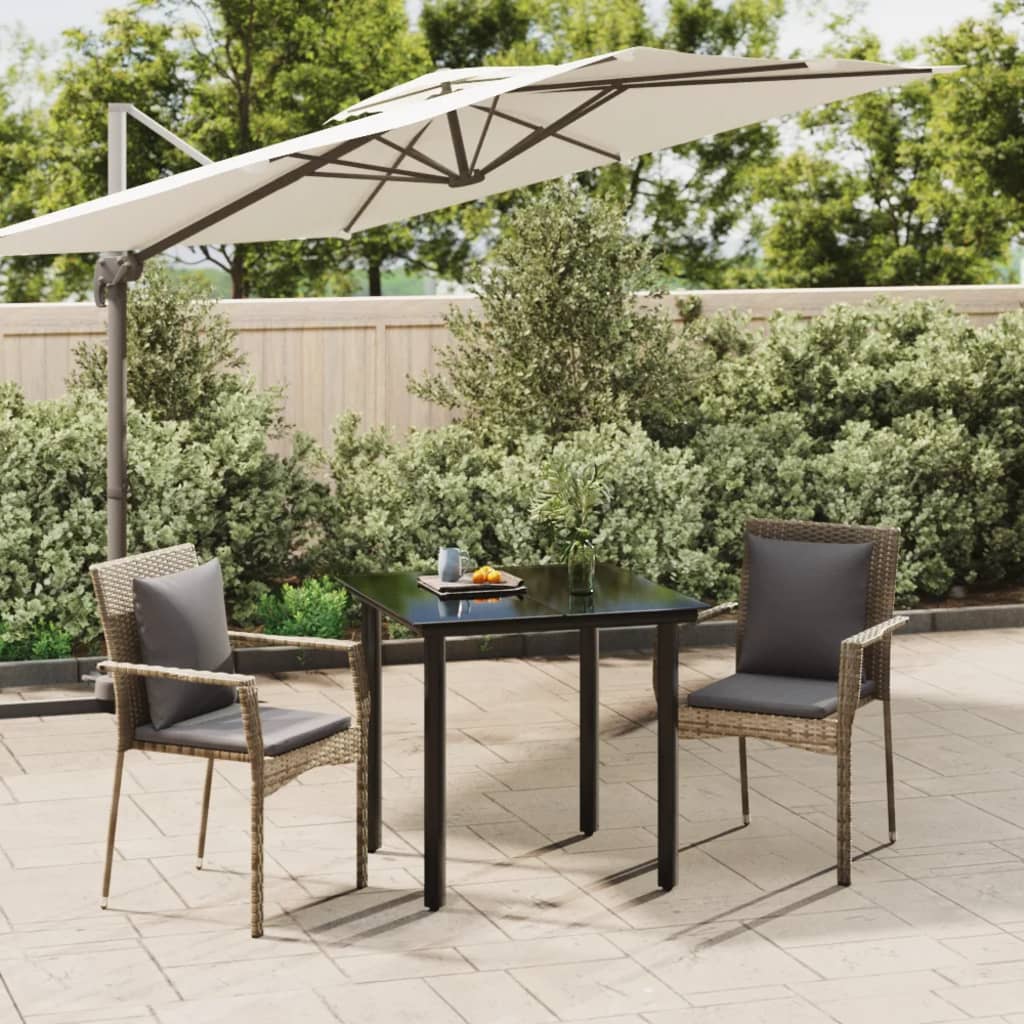 3-delige Tuinset met kussens poly rattan zwart en grijs is nu te koop bij PeponiXL, paradijselijk wonen!