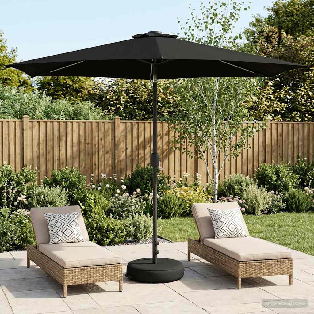 Tuinparasol met LED-lampen en voet 300 x 300 cm Polyester Zwart is nu te koop bij PeponiXL, paradijselijk wonen!
