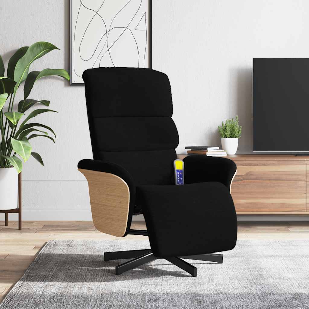 Massagestoel verstelbaar met voetensteun stof zwart is nu te koop bij PeponiXL, paradijselijk wonen!