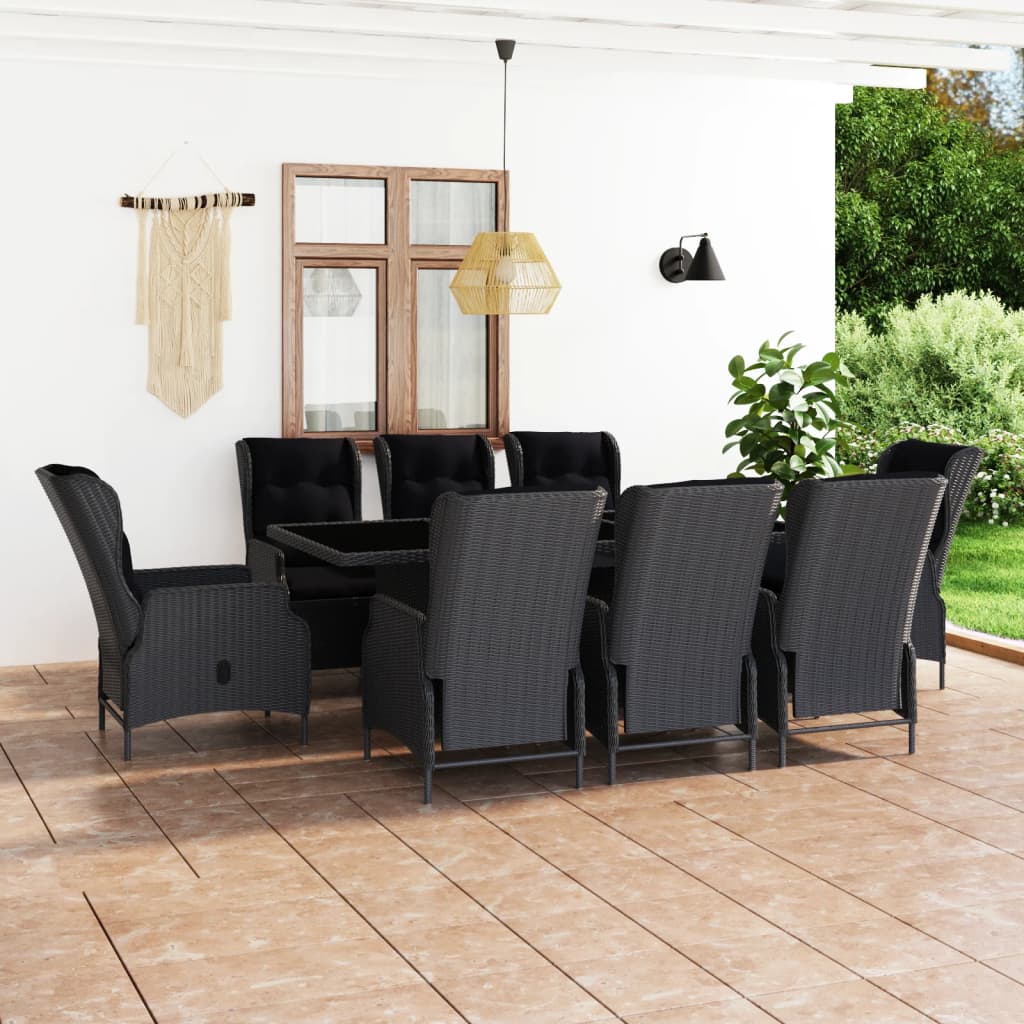 9-delige Tuinset met kussens poly rattan donkergrijs is nu te koop bij PeponiXL, paradijselijk wonen!