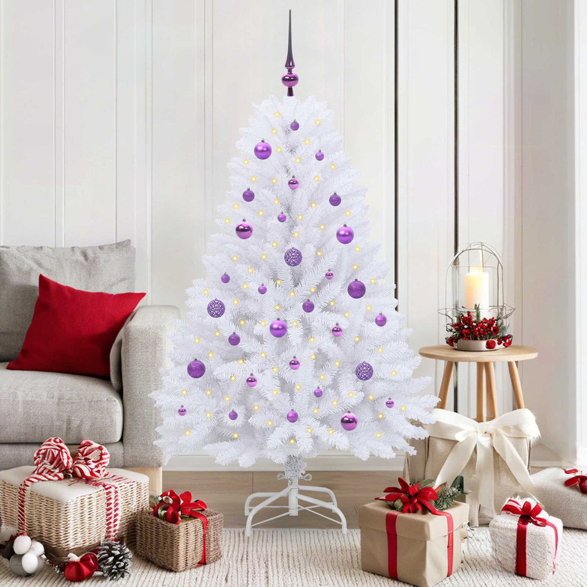 Kunstmatige Inklapbare Kerstboom Wit 150 cm PVC en Staal is nu te koop bij PeponiXL, paradijselijk wonen!