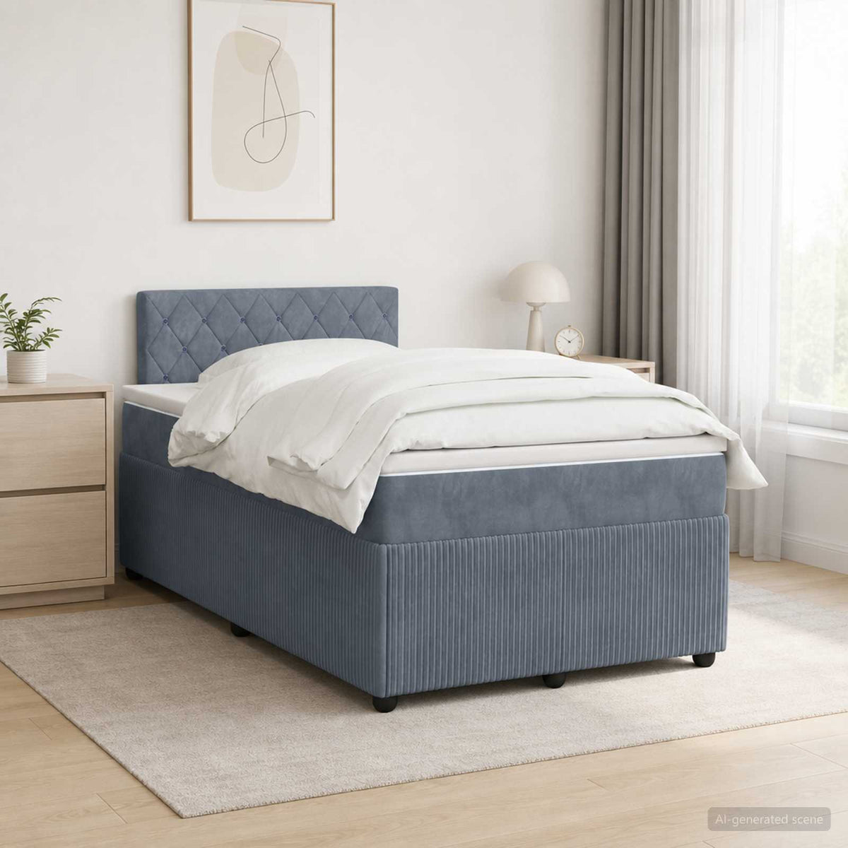 Boxspringbed met matras Donkergrijs 120 x 200 cm Fluweel is nu te koop bij PeponiXL, paradijselijk wonen!