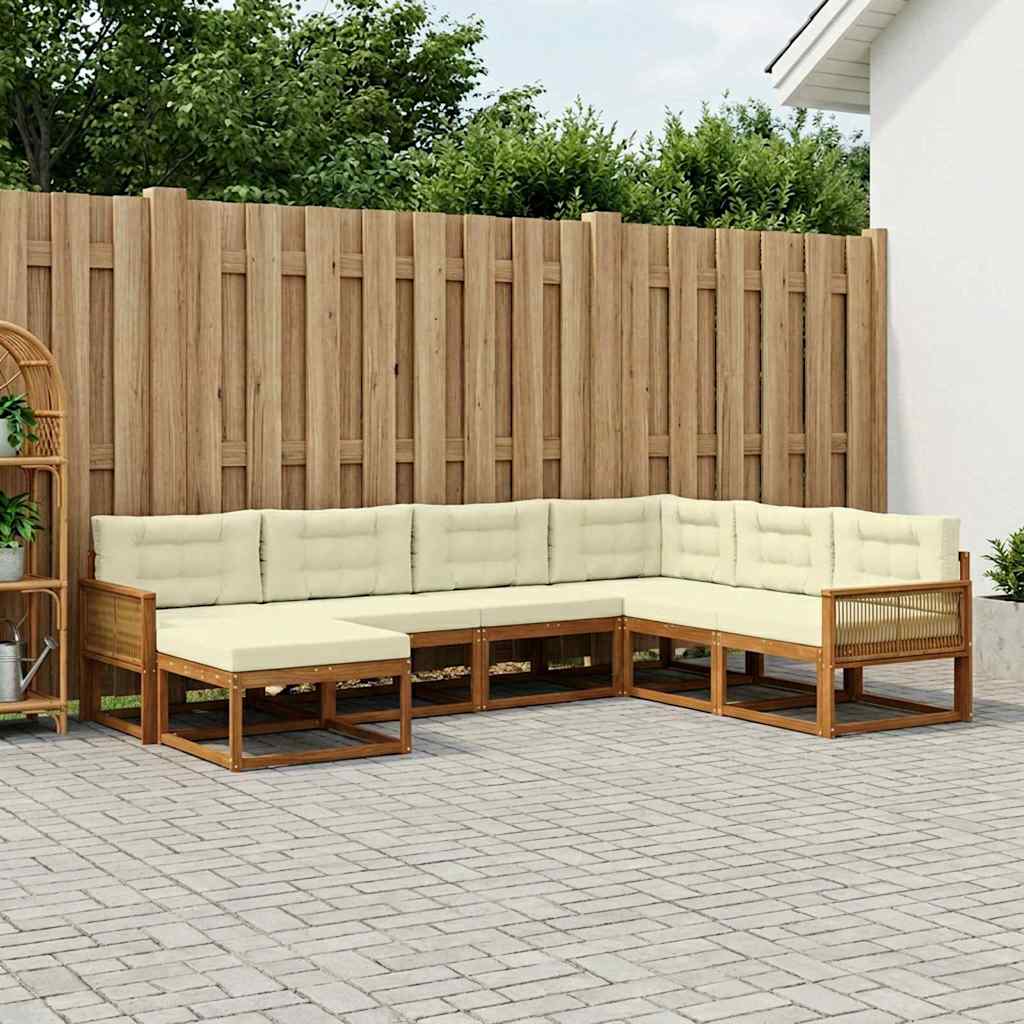 Buiten bankenset met kussen 8 pcs Natuurlijk en Crème is nu te koop bij PeponiXL, paradijselijk wonen!
