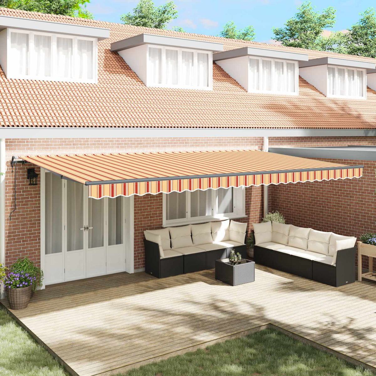 Uitschuifbare luifel Geel en Oranje 600 × 300 cm is nu te koop bij PeponiXL, paradijselijk wonen!