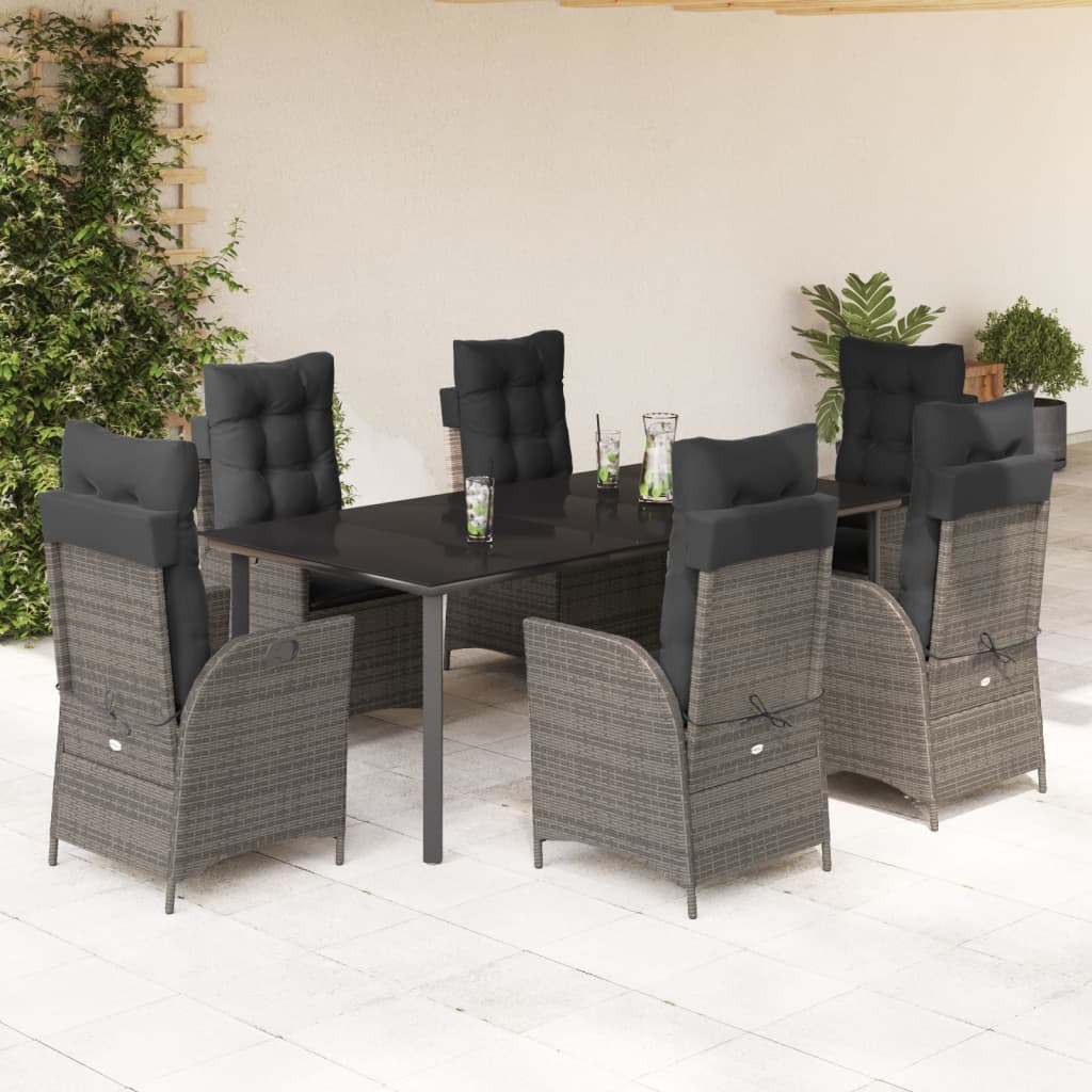 7-delige Tuinset met kussens poly rattan grijs is nu te koop bij PeponiXL, paradijselijk wonen!