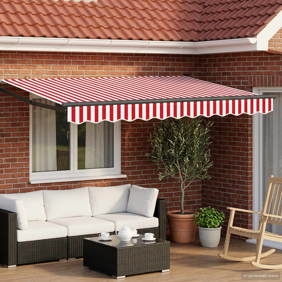Handbediende luifel met LED's Rood, Wit, Anthraciet 3 x 2,5 m is nu te koop bij PeponiXL, paradijselijk wonen!