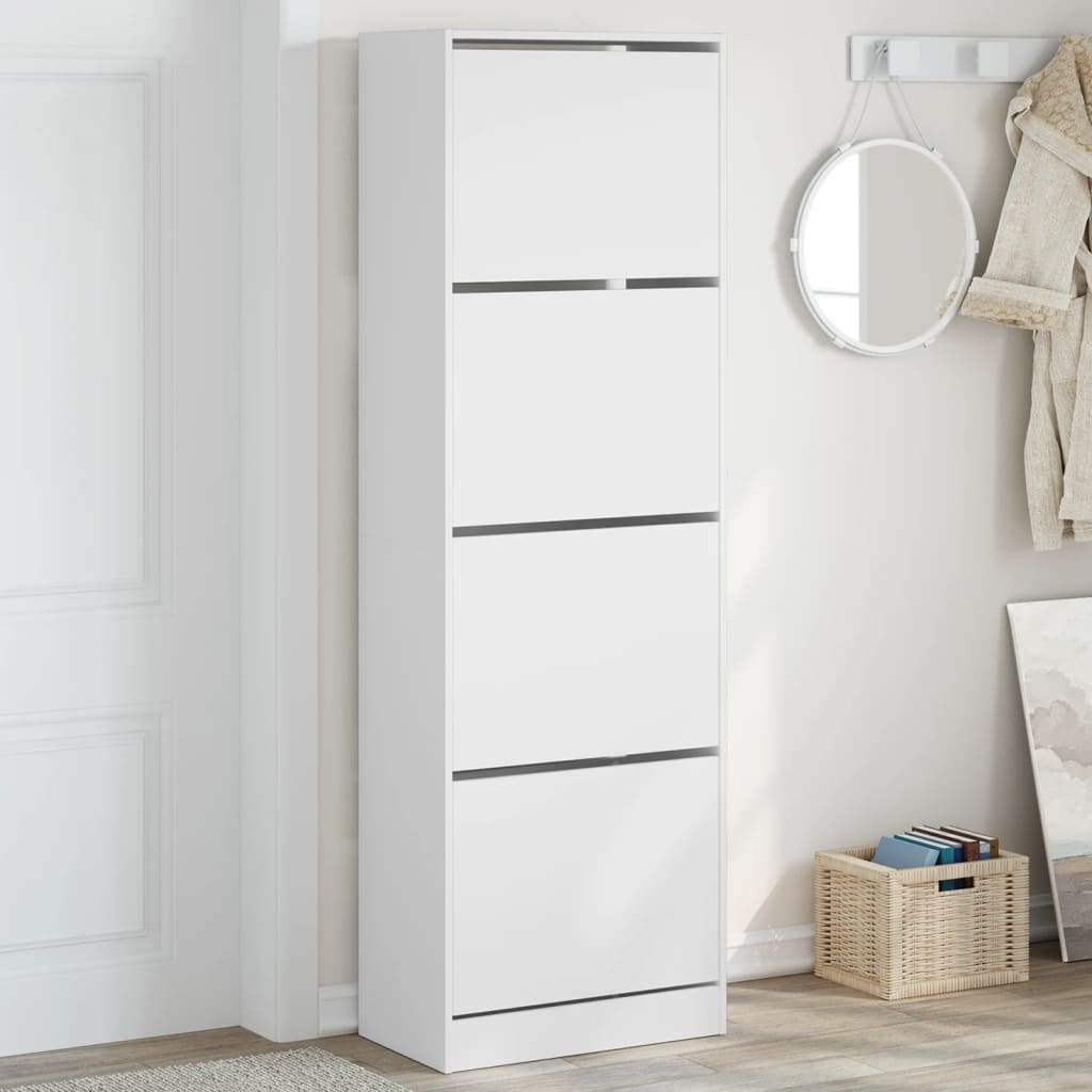 Schoenenkast met 4 klaplades 60x34x187,5 cm wit is nu te koop bij PeponiXL, paradijselijk wonen!