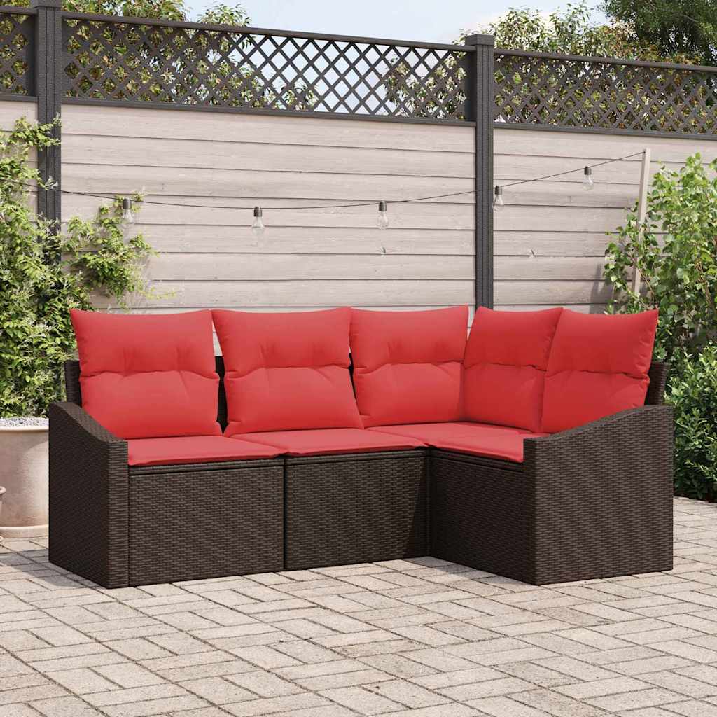 Bankstel 4 st Bruin poly rattan is nu te koop bij PeponiXL, paradijselijk wonen!