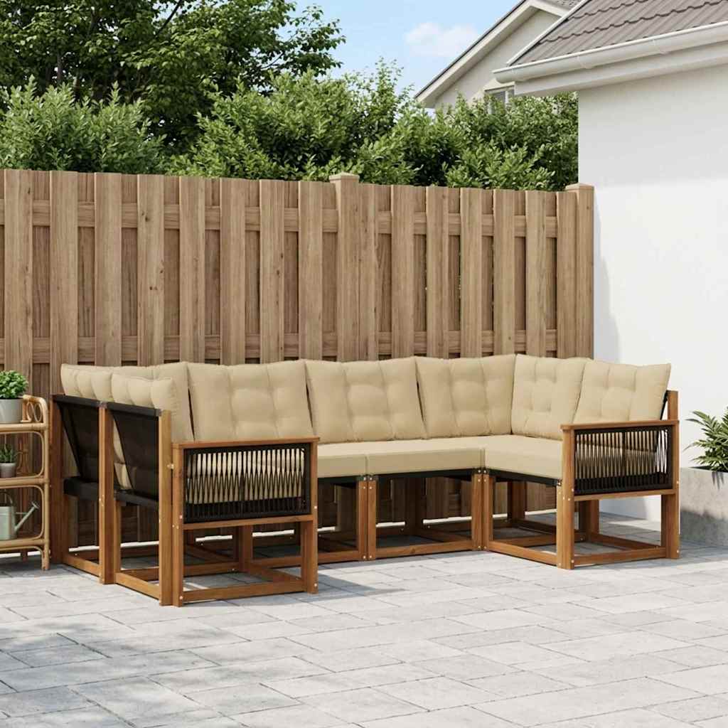 Buiten bankenset met kussen 6 pcs Natuurlijk en Beige is nu te koop bij PeponiXL, paradijselijk wonen!