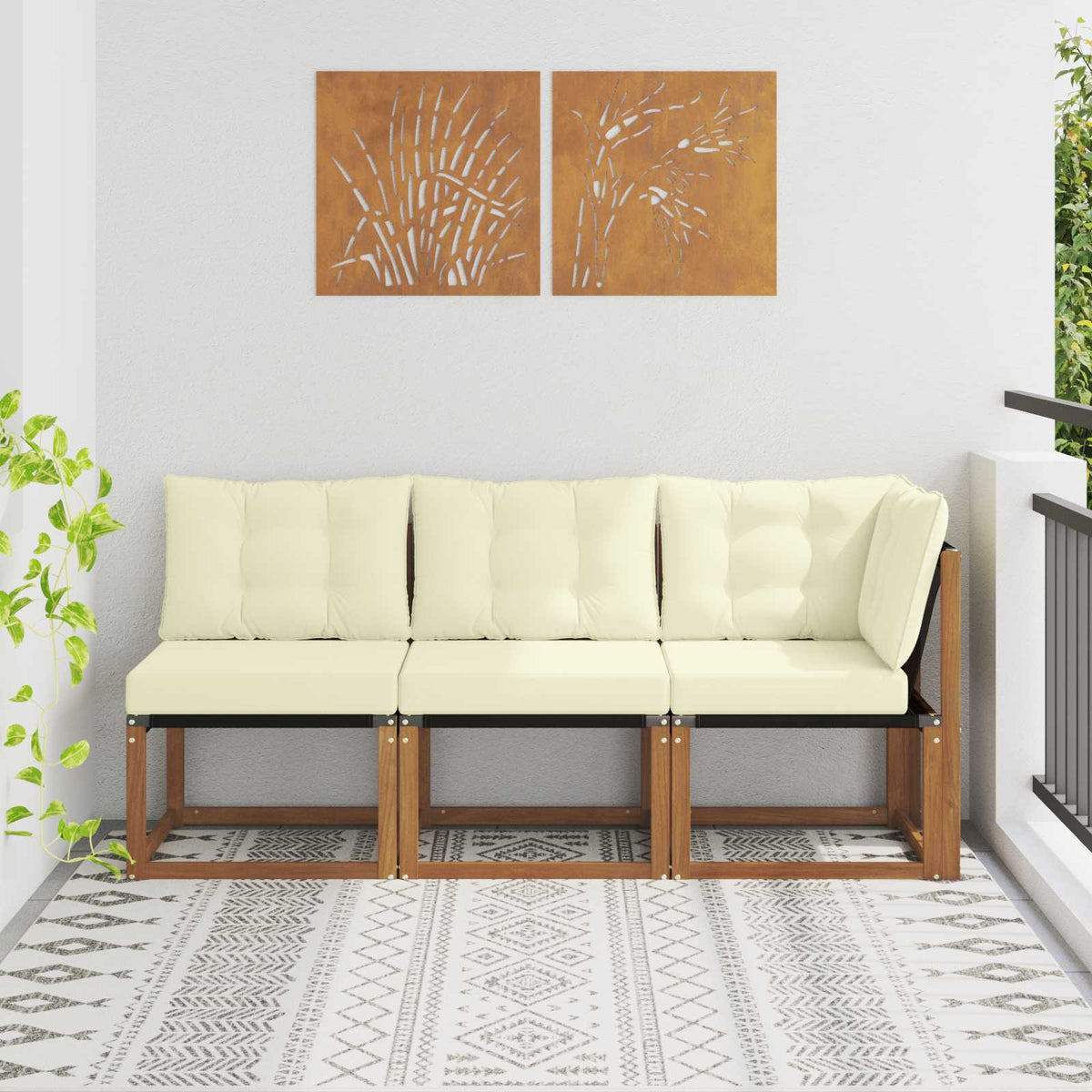 Outdoor Midden- en Hoeksalon met kussen 3 Stuk Naturel is nu te koop bij PeponiXL, paradijselijk wonen!