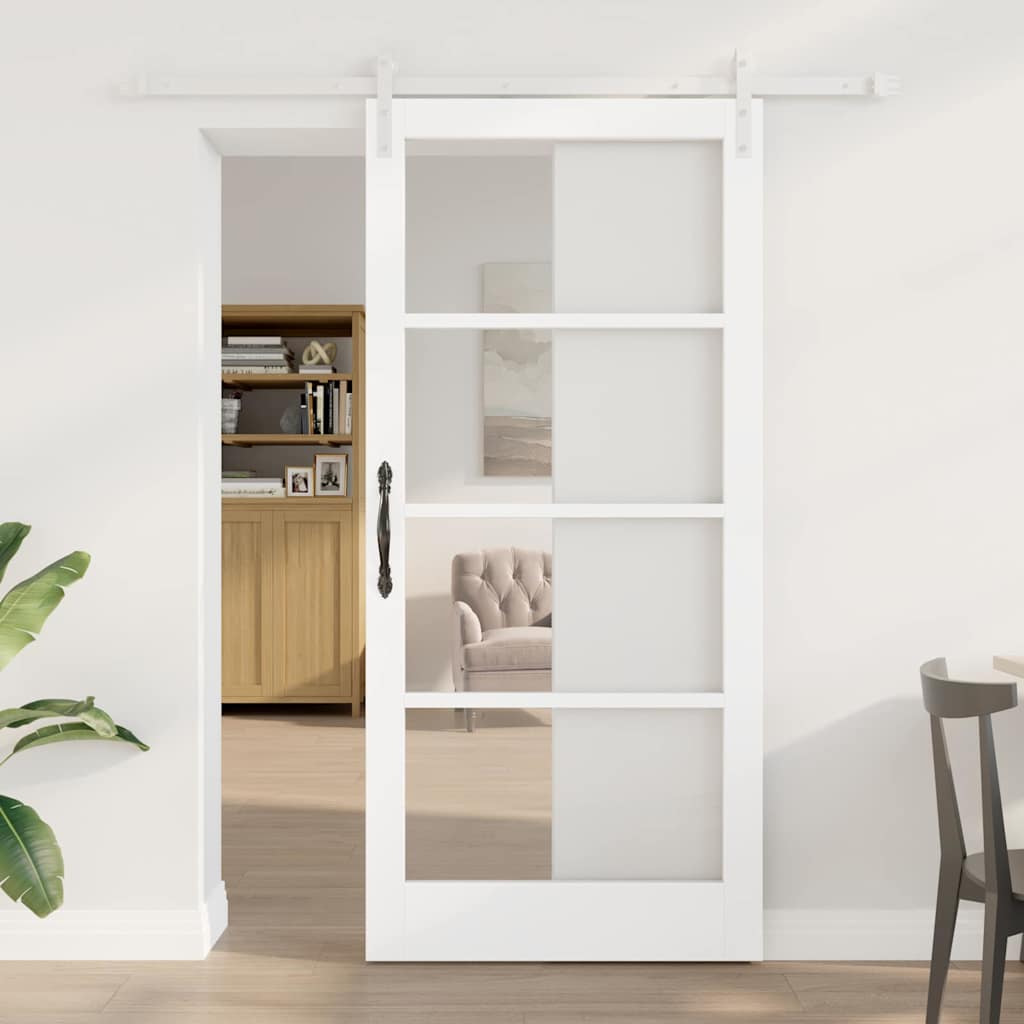 Schuifdeur ORKDAL Wit 93 x 202 cm Massief grenenhout en glas is nu te koop bij PeponiXL, paradijselijk wonen!