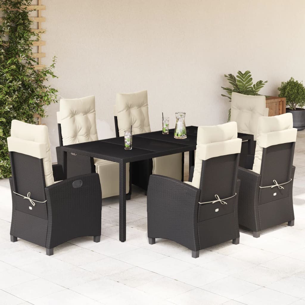 7-delige Tuinset met kussens poly rattan zwart is nu te koop bij PeponiXL, paradijselijk wonen!