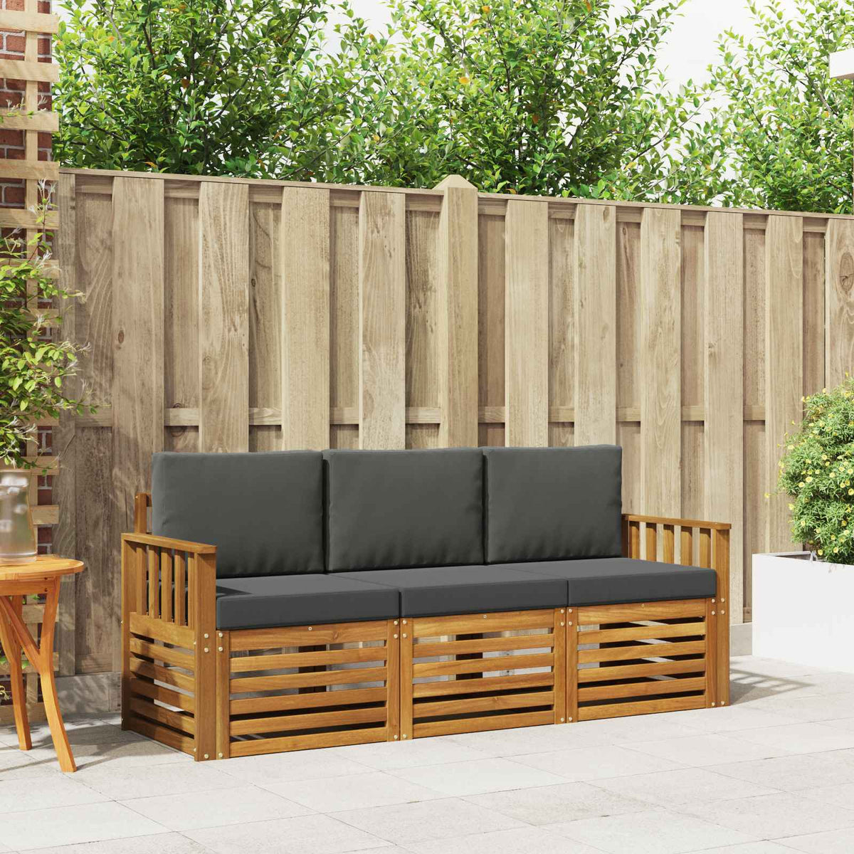 Sofa-Sets 3 pcs Natuurlijk en Antraciet Massief Acaciahout is nu te koop bij PeponiXL, paradijselijk wonen!