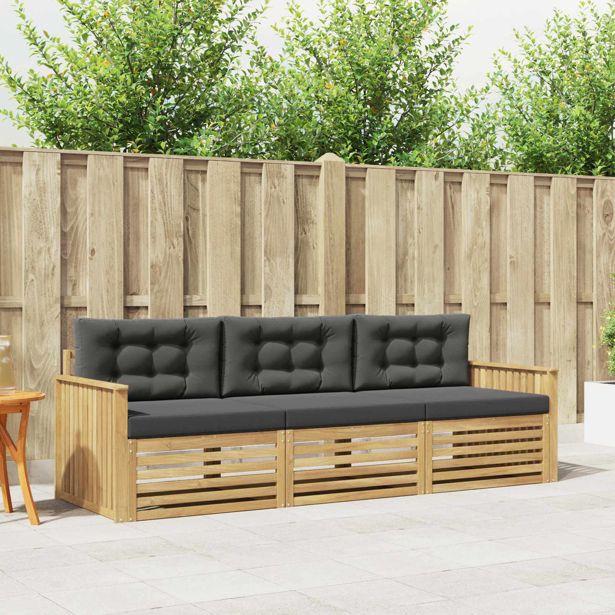 Buiten bankenset 3 pcs Wit en antracietkleurig is nu te koop bij PeponiXL, paradijselijk wonen!