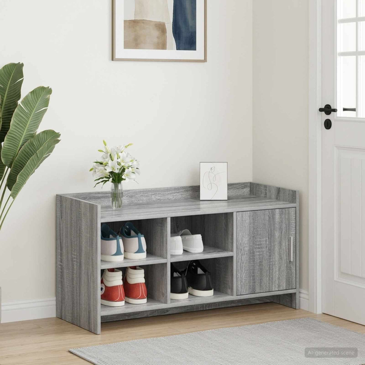 Schoenenkast Grijs Sonoma 100 x 39,5 x 51 cm Bewerkt hout is nu te koop bij PeponiXL, paradijselijk wonen!
