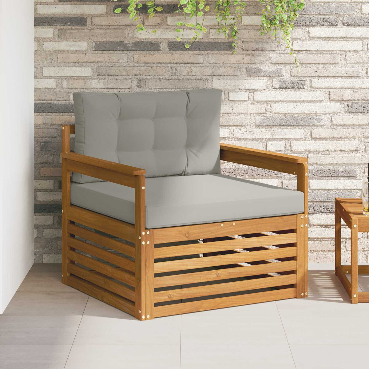 Tuinbank Massief Acaciahout en Polyester Naturel en lichtgrijs is nu te koop bij PeponiXL, paradijselijk wonen!