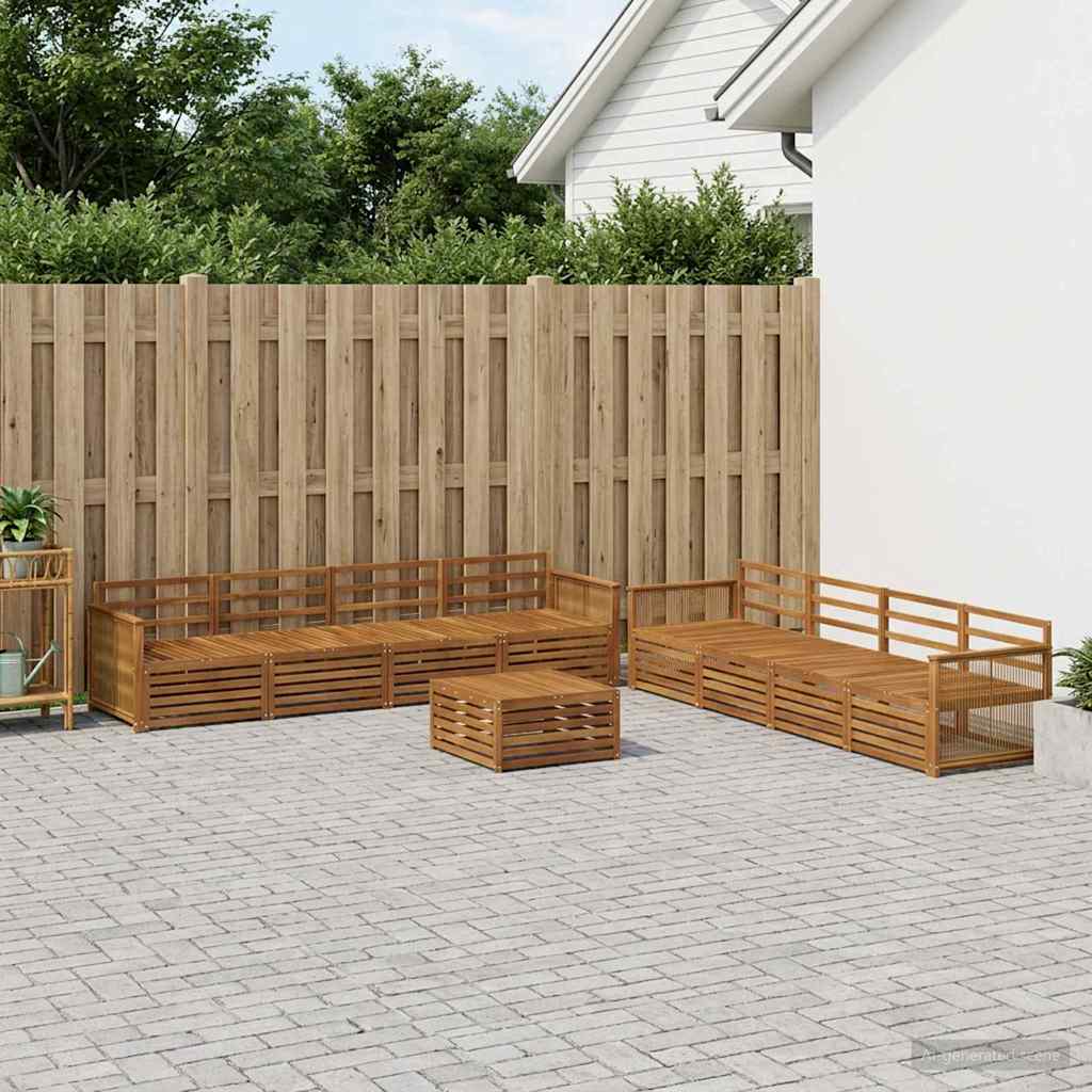Buiten bankenset 9 pcs Naturel Massief Acaciahout is nu te koop bij PeponiXL, paradijselijk wonen!