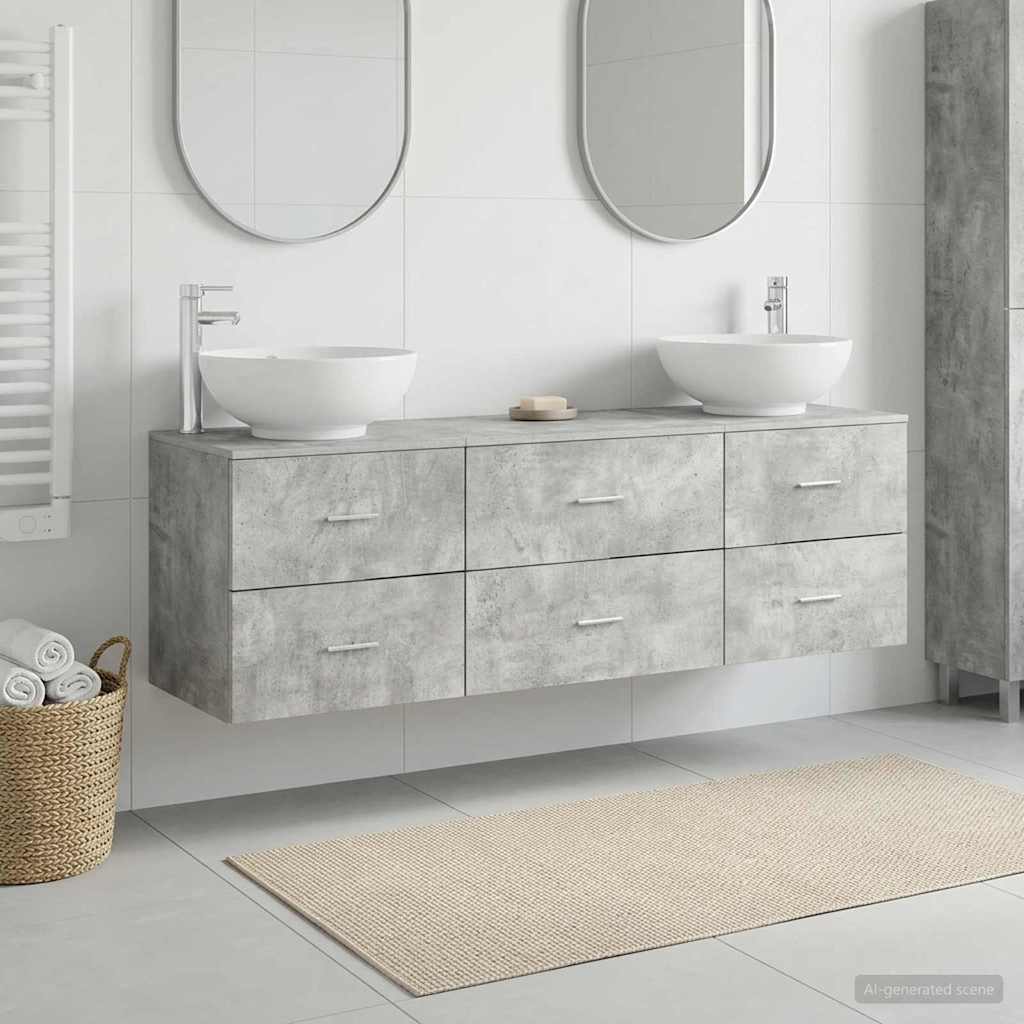 Badkamermeubelset 3 st Betongrijs 49,5 x 44,5 x 65 cm is nu te koop bij PeponiXL, paradijselijk wonen!