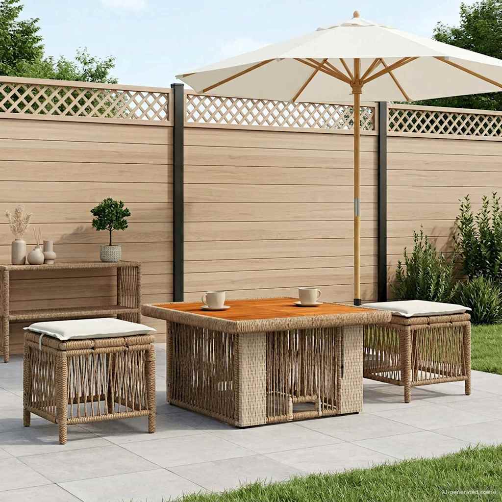 Tuin eettafelset met kussen 3 pcs Beige en Crème poly rattan is nu te koop bij PeponiXL, paradijselijk wonen!