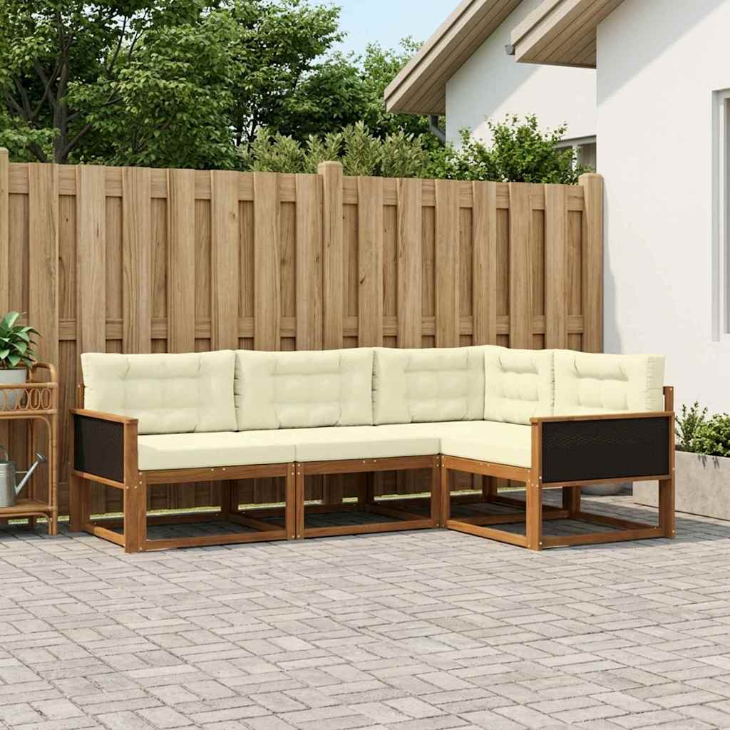 Buiten bankenset met kussen 4 pcs Natuurlijk en Crème is nu te koop bij PeponiXL, paradijselijk wonen!