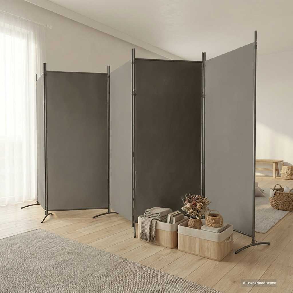 Kamerscherm met 5 panelen 433x180 cm stof antracietkleurig is nu te koop bij PeponiXL, paradijselijk wonen!