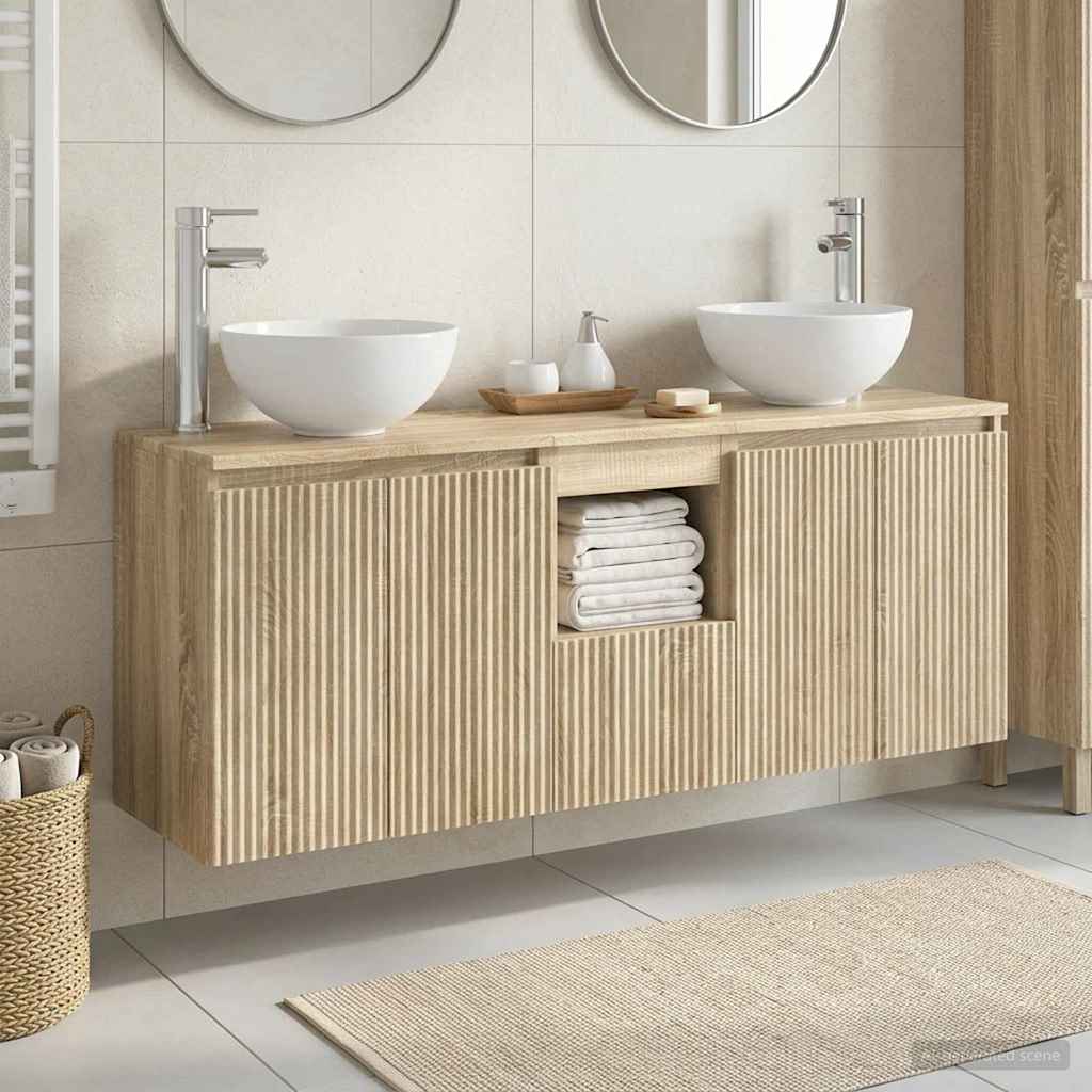 Badkamerkastenset 3 st Sonoma Eiken 49,5 x 35 x 63 cm is nu te koop bij PeponiXL, paradijselijk wonen!