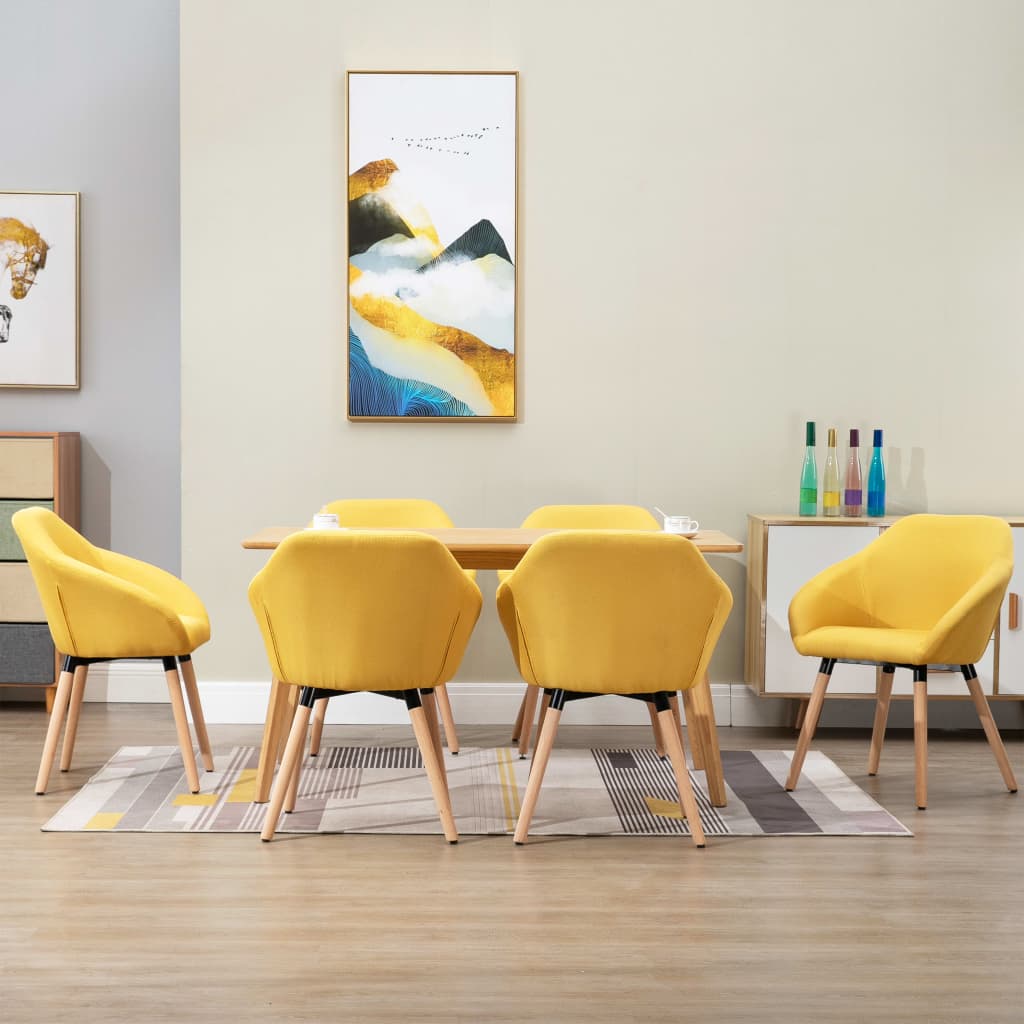 Eetkamerstoelen 6 st stof geel is nu te koop bij PeponiXL, paradijselijk wonen!