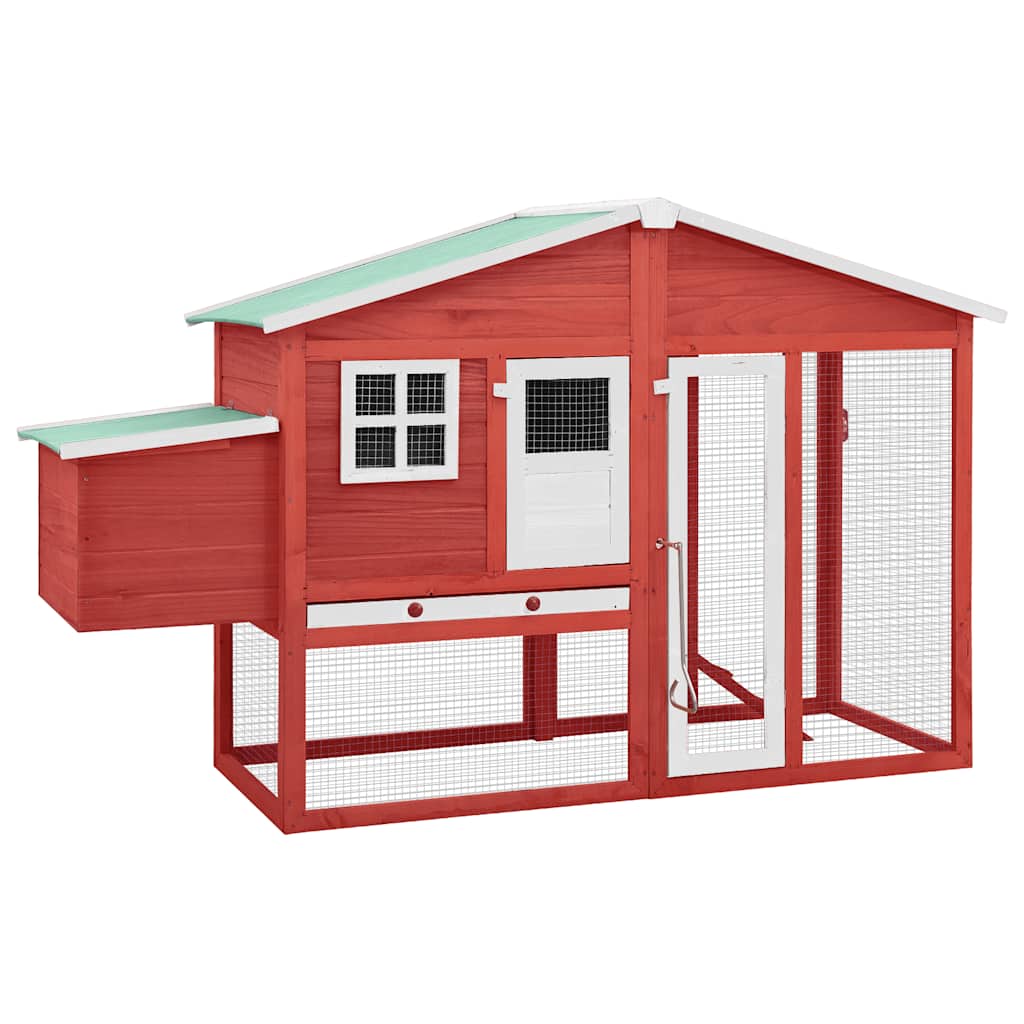Kippenhok met nestkast massief vurenhout rood en wit is nu te koop bij PeponiXL, paradijselijk wonen!