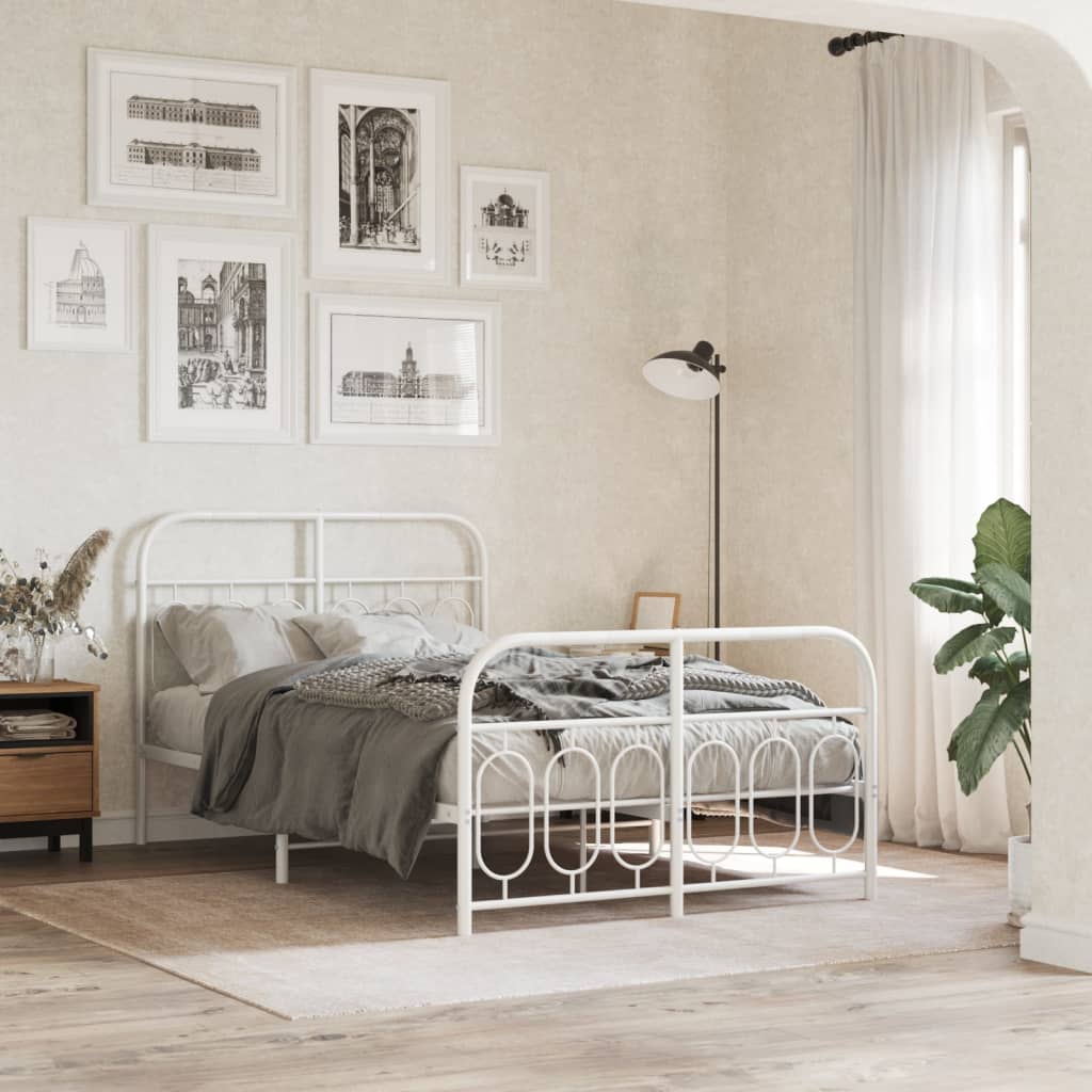 Bedframe met hoofd- en voeteneinde metaal wit 120x200 cm is nu te koop bij PeponiXL, paradijselijk wonen!