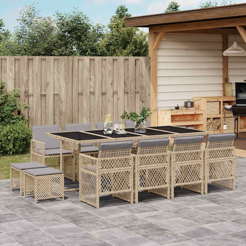13-delige Tuinset met kussens poly rattan beige is nu te koop bij PeponiXL, paradijselijk wonen!