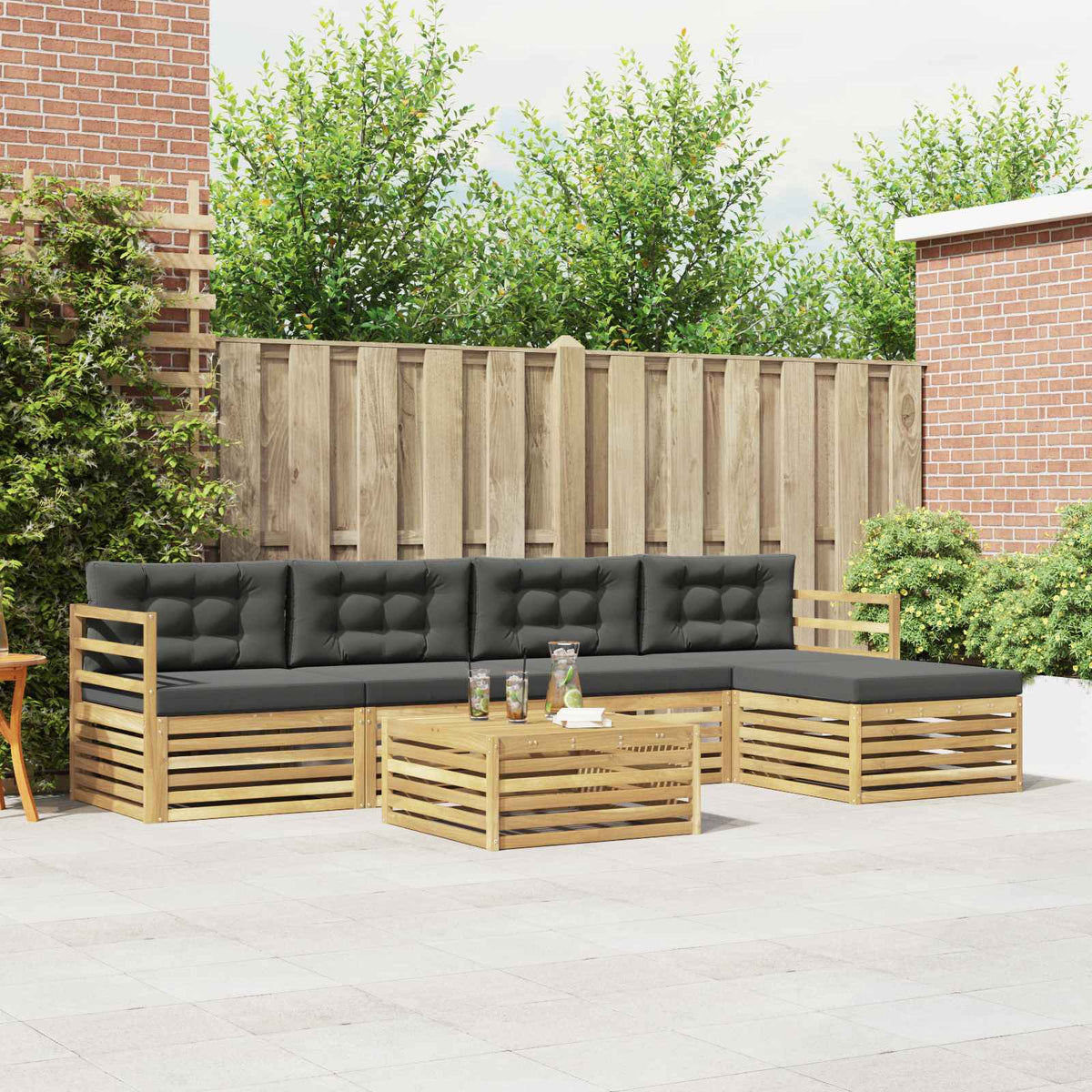 Buiten bankenset 6 pcs Wit en antracietkleurig 79 x 79 x 37 cm is nu te koop bij PeponiXL, paradijselijk wonen!