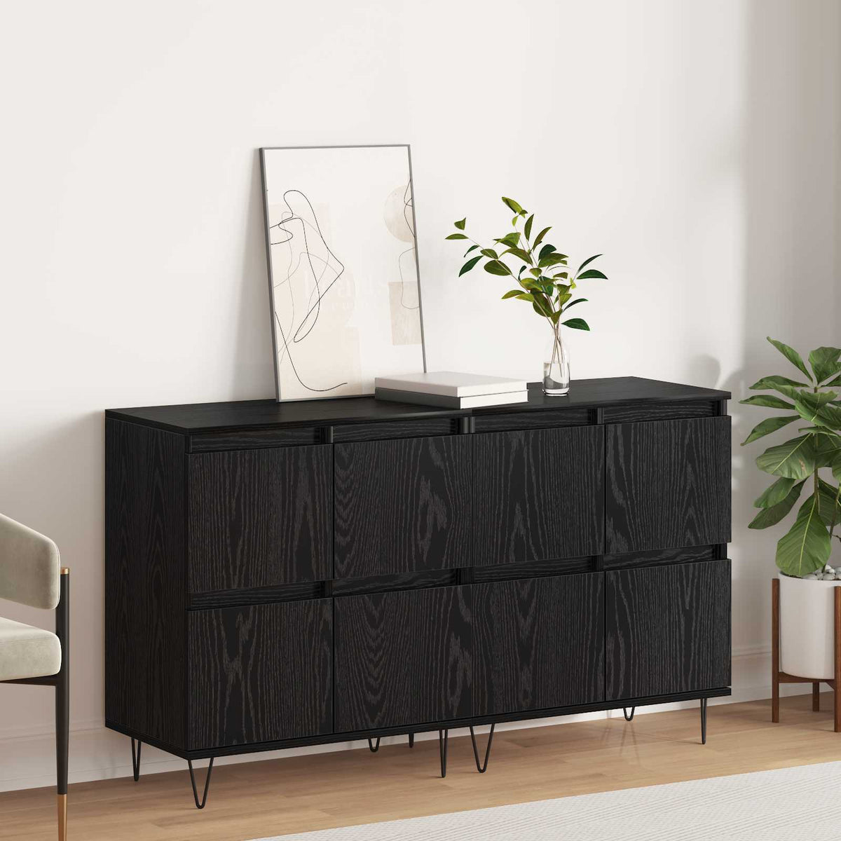 Dressoirs 2 pcs Zwart eiken is nu te koop bij PeponiXL, paradijselijk wonen!