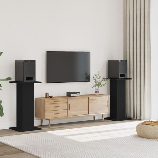 Speakerstandaards 2 st 30x30x80 cm bewerkt hout zwart is nu te koop bij PeponiXL, paradijselijk wonen!