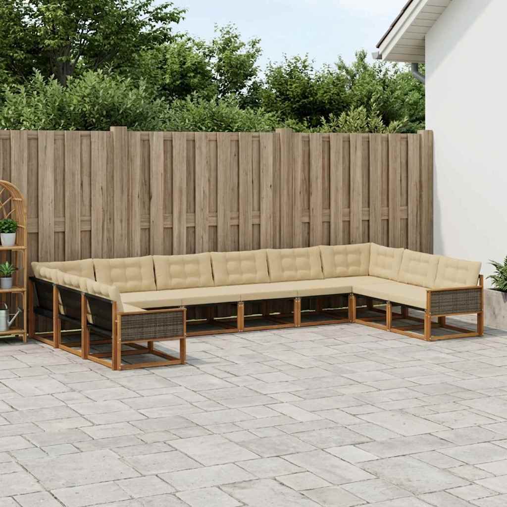 Buiten bankenset met kussen 10 pcs Natuurlijk en Beige is nu te koop bij PeponiXL, paradijselijk wonen!