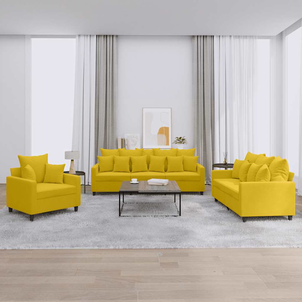 3-delige Loungeset met kussens fluweel geel is nu te koop bij PeponiXL, paradijselijk wonen!