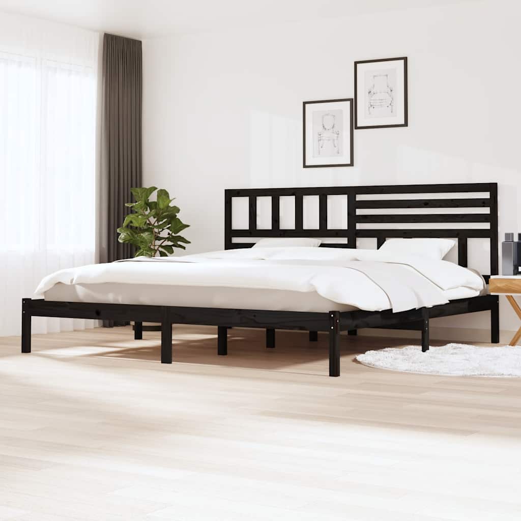 Bedframe massief grenenhout zwart 200x200 cm is nu te koop bij PeponiXL, paradijselijk wonen!