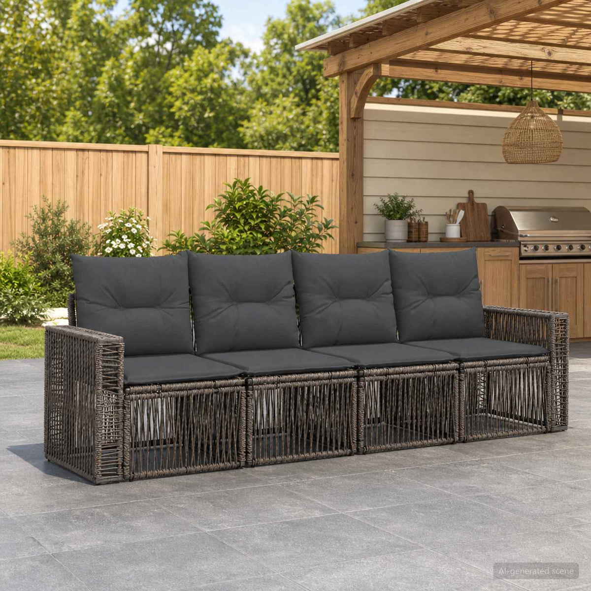 Tuinbankenset 4 pcs Grijs en Donkergrijs poly rattan is nu te koop bij PeponiXL, paradijselijk wonen!