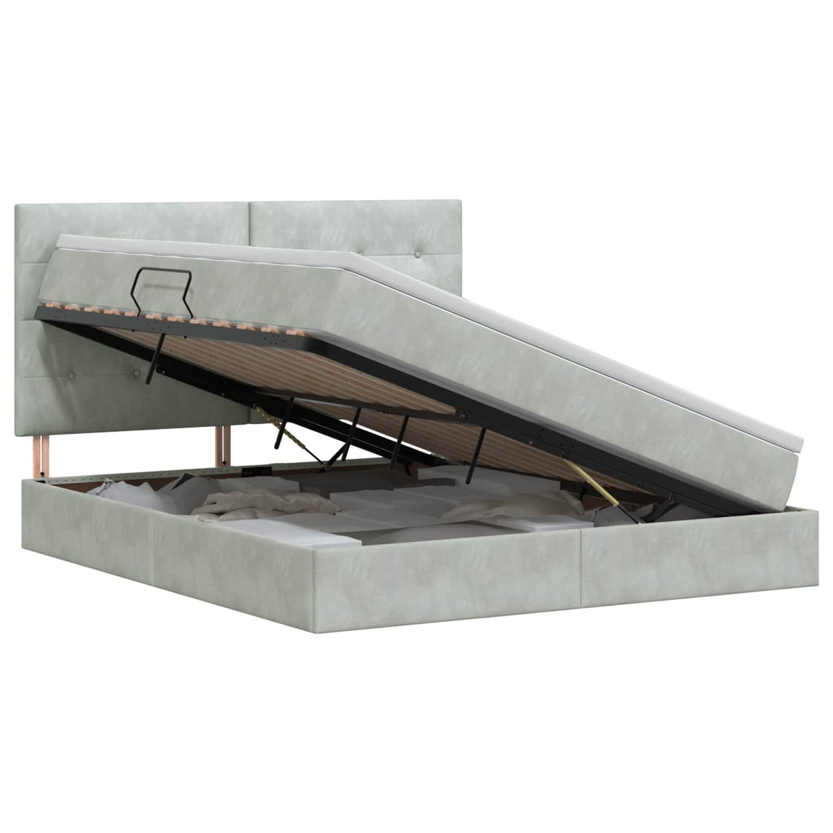 Opslag bed met matras Lichtgrijs 140 x 190 cm Fluweel is nu te koop bij PeponiXL, paradijselijk wonen!