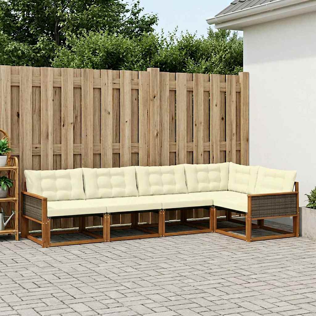 Buiten bankenset met kussen 5 pcs Natuurlijk en Crème is nu te koop bij PeponiXL, paradijselijk wonen!