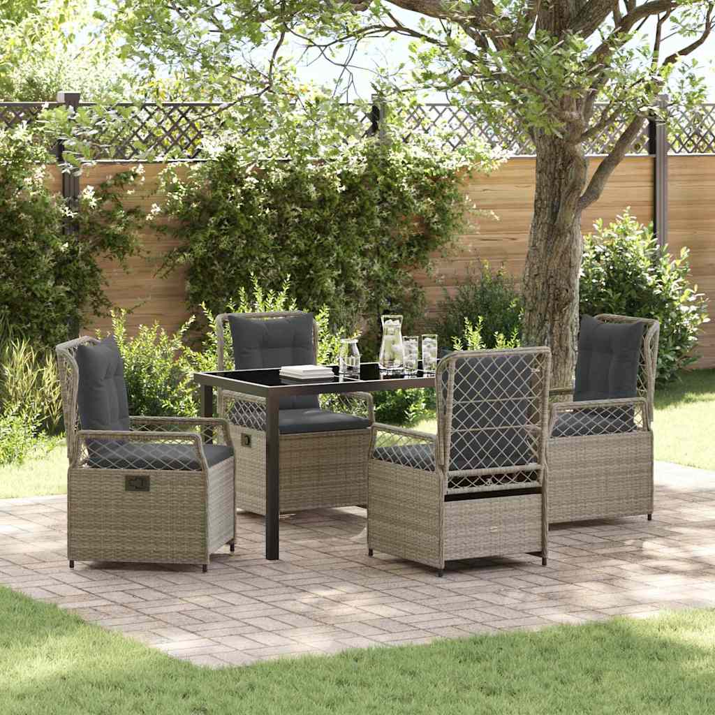 Tuin eettafelset 5 pcs Lichtgrijs poly rattan is nu te koop bij PeponiXL, paradijselijk wonen!