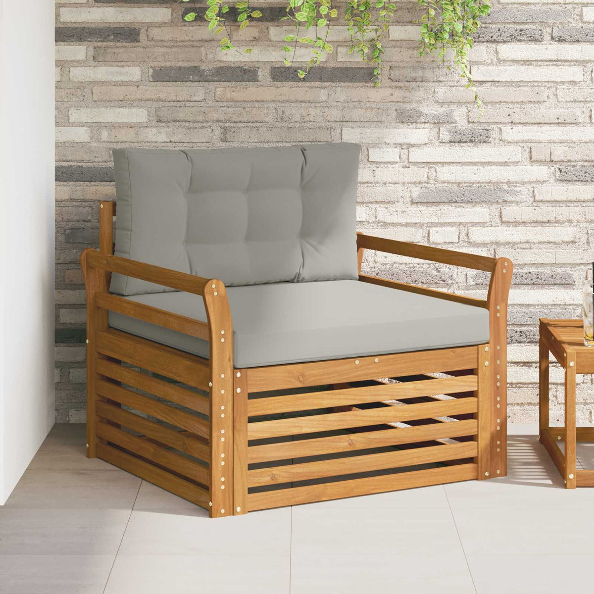 Tuinbank Massief Acaciahout en Polyester Naturel en lichtgrijs is nu te koop bij PeponiXL, paradijselijk wonen!