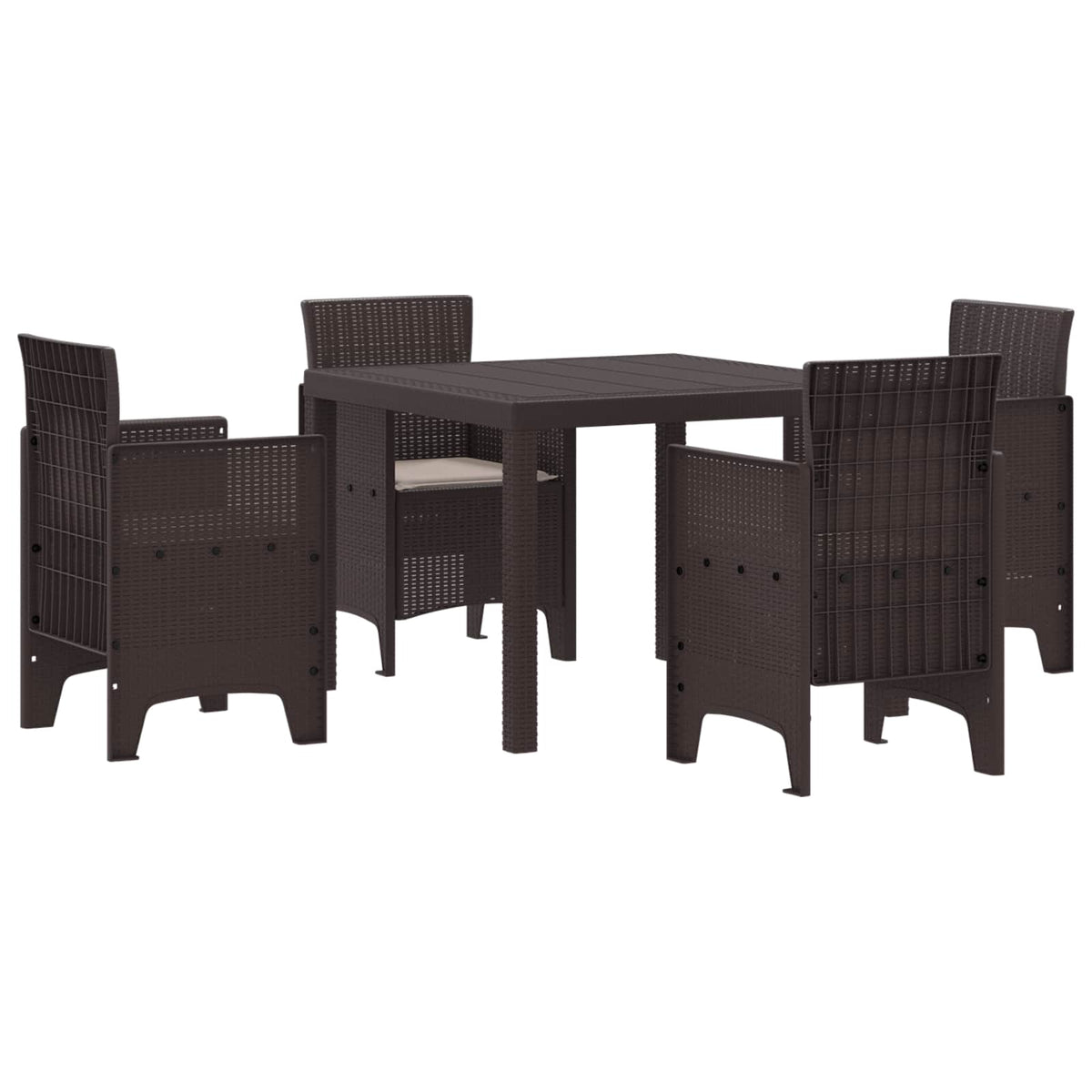 Tuin Eetset 5 pcs Bruin Polypropyleen is nu te koop bij PeponiXL, paradijselijk wonen!