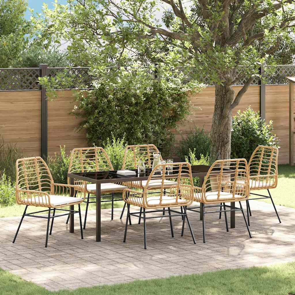 Tuin eettafelset 7 pcs Bruin poly rattan is nu te koop bij PeponiXL, paradijselijk wonen!