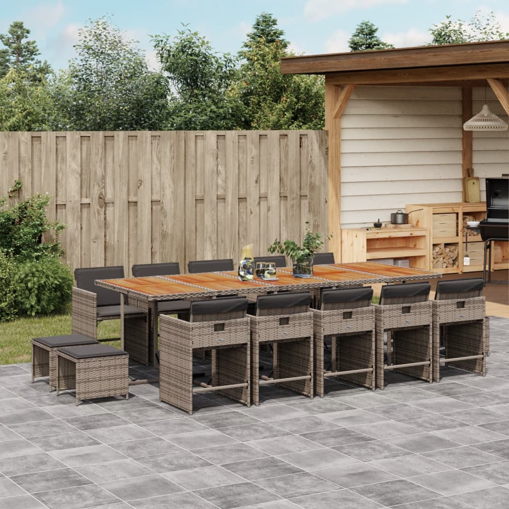 15-delige Tuinset met kussens poly rattan grijs is nu te koop bij PeponiXL, paradijselijk wonen!