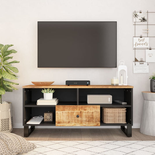 Tv-meubel 100x33x46 cm massief mangohout en bewerkt hout is nu te koop bij PeponiXL, paradijselijk wonen!